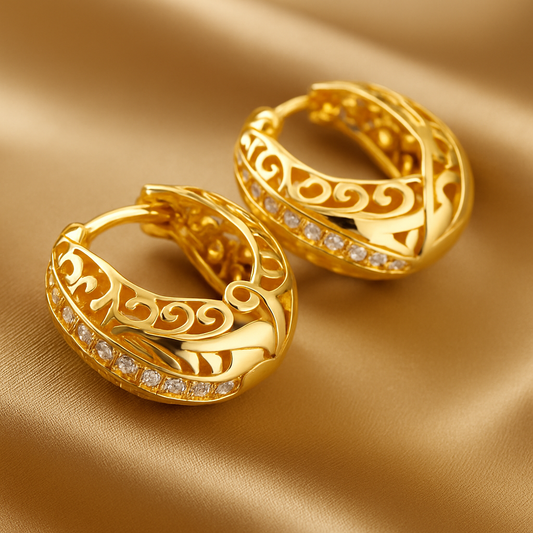 Minimalistické mandalové náušnice ve zlatě