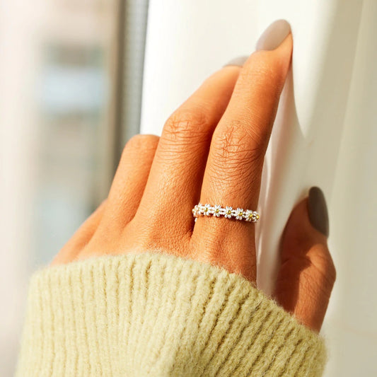 Silver floral ring