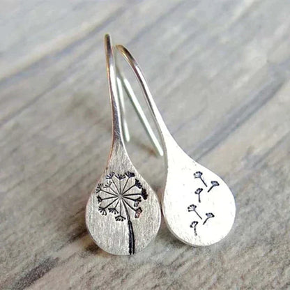 Silver Dandelion Leaf Earrings