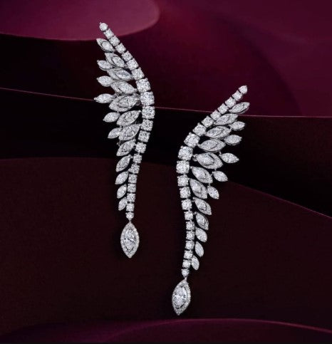 Halo Marquise Cut White Sapphire Drop Earrings