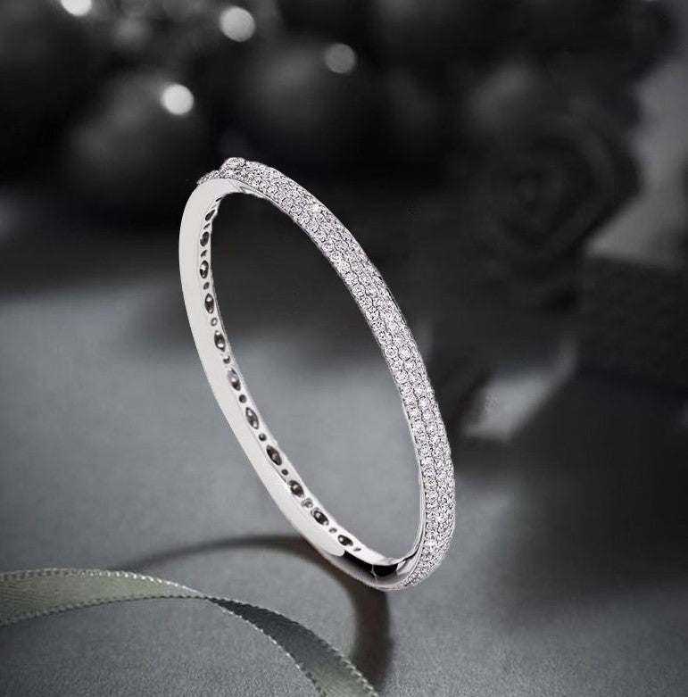 Elegant Pave Set Round Cut Bangle