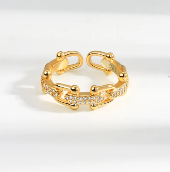 Horseshoe Chain Hollow Ring