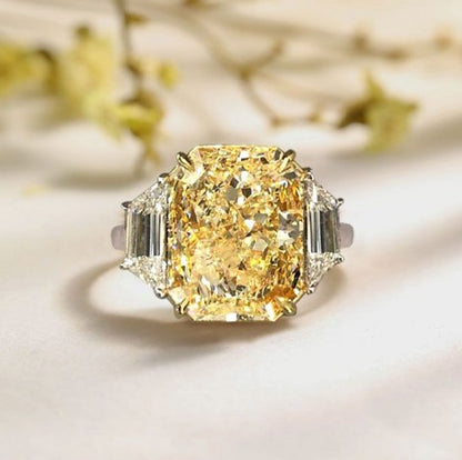 Classic Two-Tone Radiant Cut Yellow Sapphire Engagement Ring