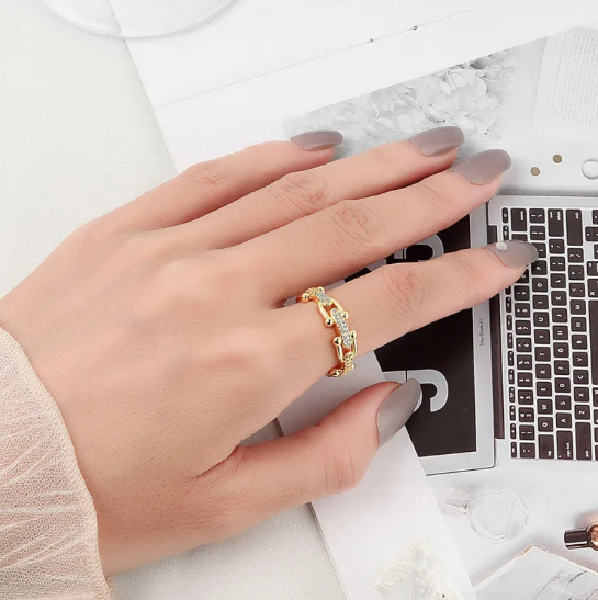 Horseshoe Chain Hollow Ring