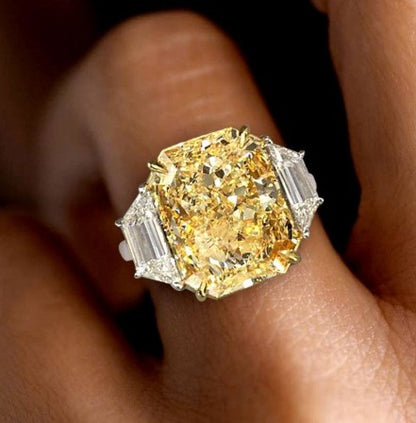 Classic Two-Tone Radiant Cut Yellow Sapphire Engagement Ring