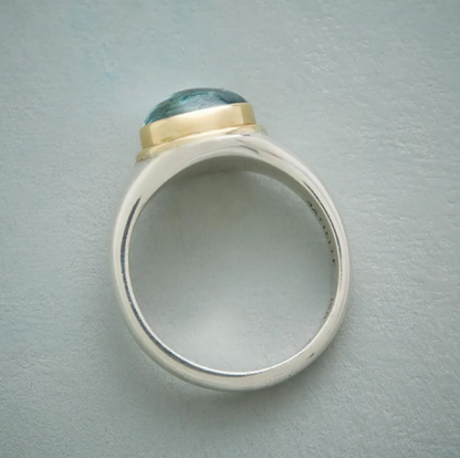 Silver Green Diamond Ring