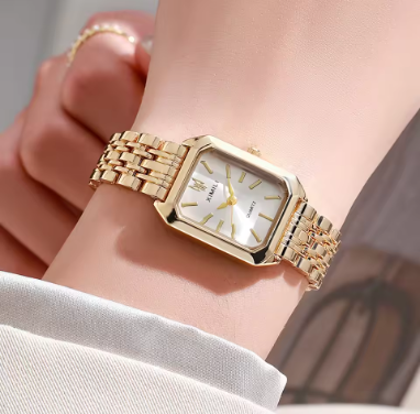 Elegant Square Case Quartz Wristwatch Folding Clasp