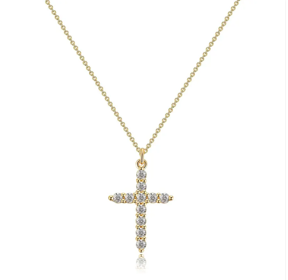 Diamond Cross Crown Necklace