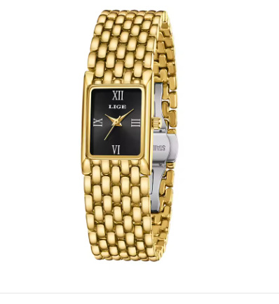Extravagant Gold Tone Quartz Watch Stainless Steel