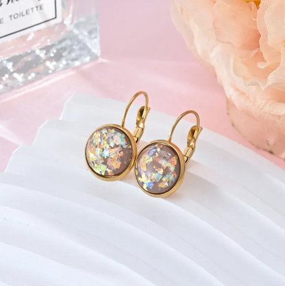 Sequin Rhinestone Stainless Steel Earrings