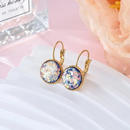 Sequin Rhinestone Stainless Steel Earrings