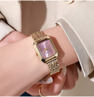Elegant Square Case Quartz Wristwatch Folding Clasp