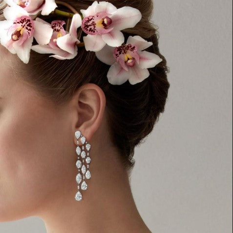 Classic Cascade Pear Cut White Sapphire Drop Earrings