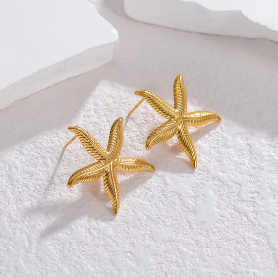 Gold Starfish Earrings
