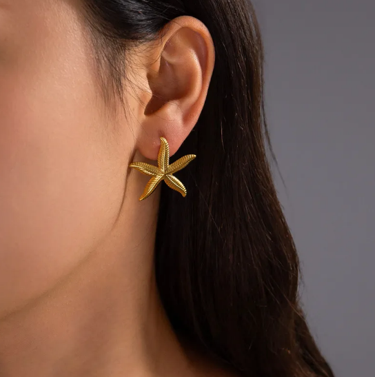 Gold Starfish Earrings