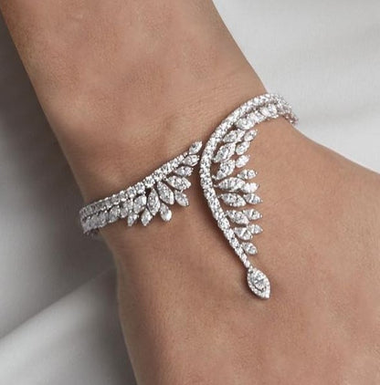Halo Marquise Cut White Sapphire Bangle Bracelet