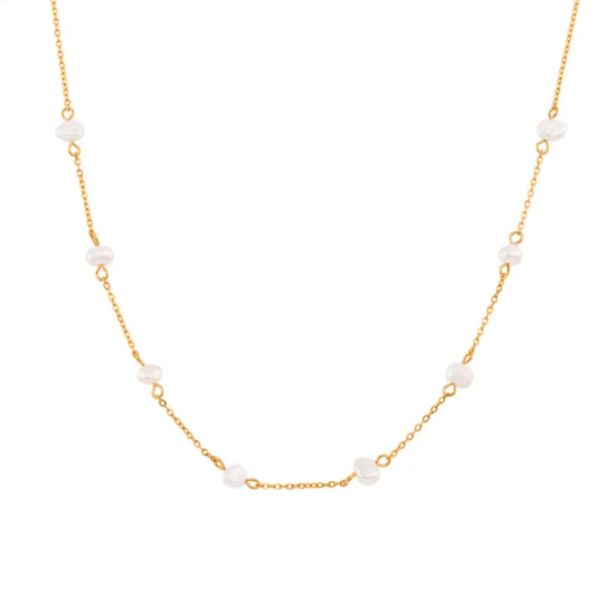 ステンレススチールパールネックレス＆ブレスレットセット