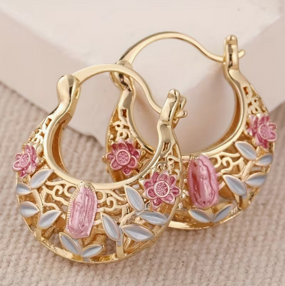 Eternal Rose Lace Hoop Earrings