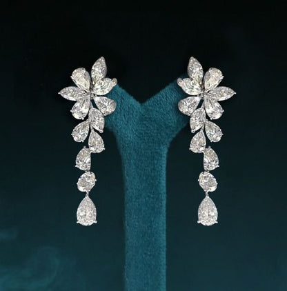 Stunning Pear Cut White Sapphire Drop Earrings