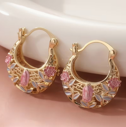 Eternal Rose Lace Hoop Earrings