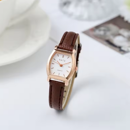 Extravagant Leather Strap Watch With Arabic Numerals