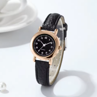 Extravagant Leather Strap Watch With Arabic Numerals