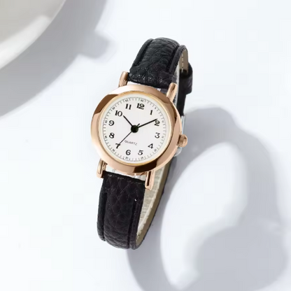 Extravagant Leather Strap Watch With Arabic Numerals