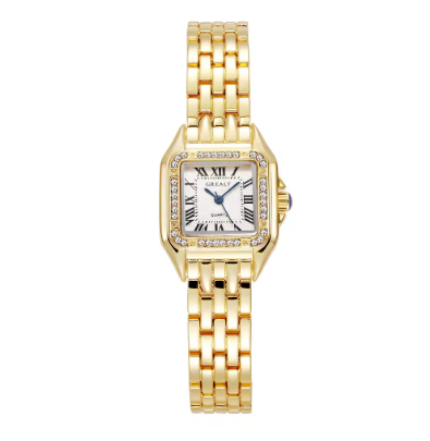 Chic Square Watch With Sparkling Diamond Accents Gleaming