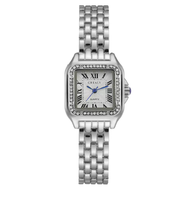 Chic Square Watch With Sparkling Diamond Accents Gleaming