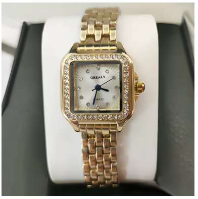 Chic Square Watch With Sparkling Diamond Accents Gleaming