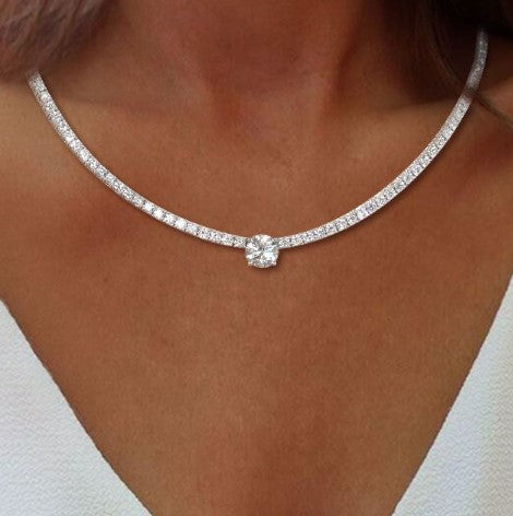 Round Cut White Sapphire Wedding Necklace