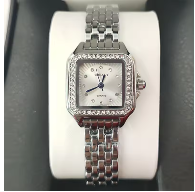 Chic Square Watch With Sparkling Diamond Accents Gleaming