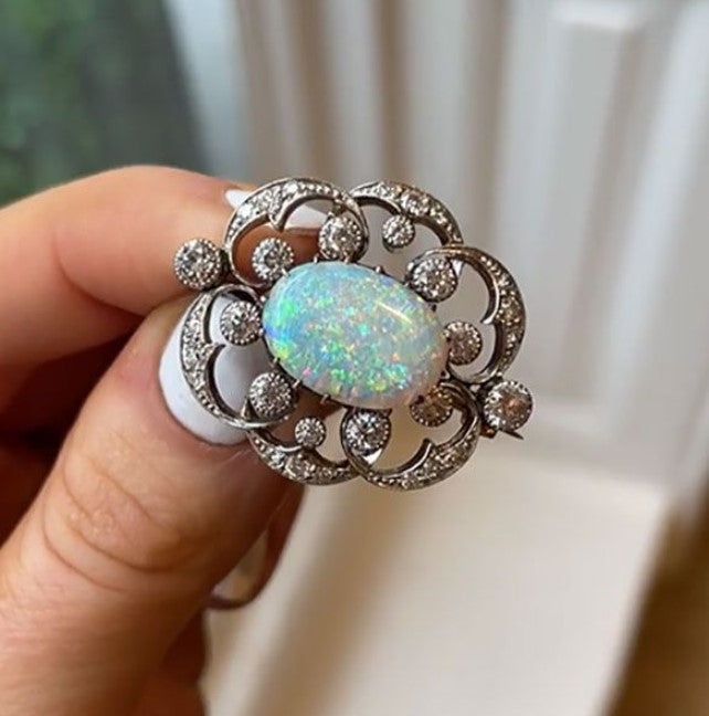 Vintage Oval Cut Opal Brooch
