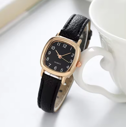 Extravagant Leather Strap Watch With Arabic Numerals