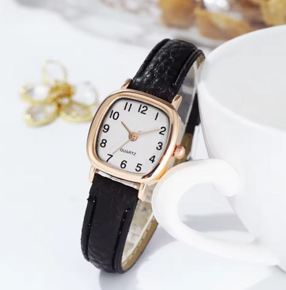 Extravagant Leather Strap Watch With Arabic Numerals