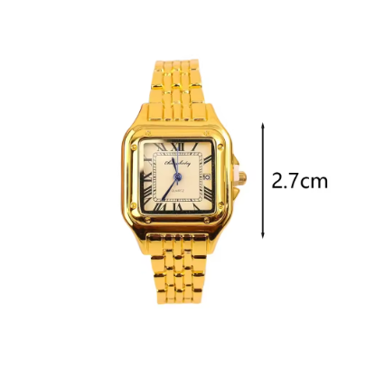Luxurious Square Case Quartz Timepiece Roman Numerals