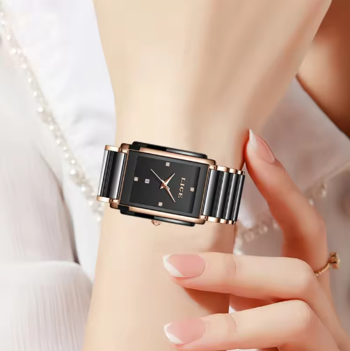 Exquisite Ceramic Square Quartz Timepiece With Flair