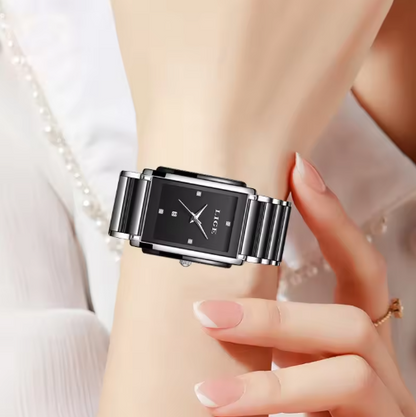 Exquisite Ceramic Square Quartz Timepiece With Flair