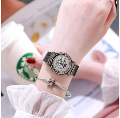 Luxuriant Openwork Skeleton Hollow Dial Metal Mesh