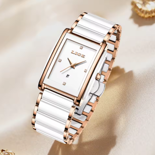 Exquisite Ceramic Square Quartz Timepiece With Flair