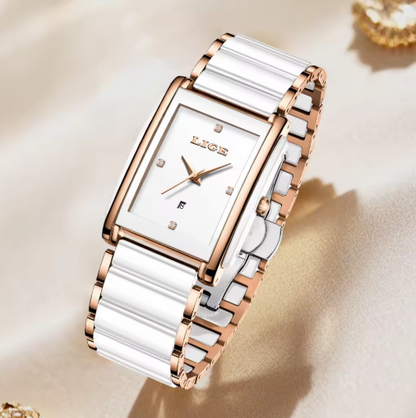 Exquisite Ceramic Square Quartz Timepiece With Flair