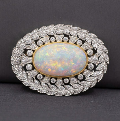 Two-Tone Antique Oval Opal Brooch