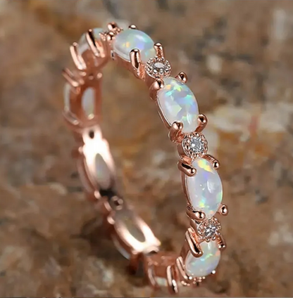 Platinum Heart-Shaped Opal Diamond Ring