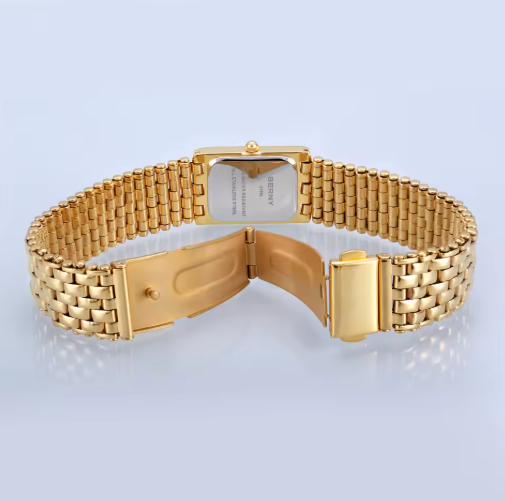 Luxurious Polished Square Gold Watch Timeless Elegance
