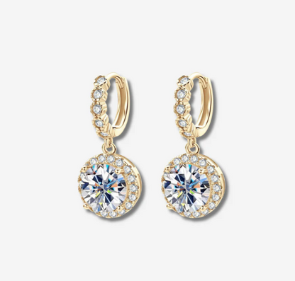 Round Moissanite Drop Earrings