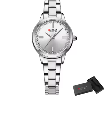 Luxurious Quartz Wristwatch with Polished Silver Dial