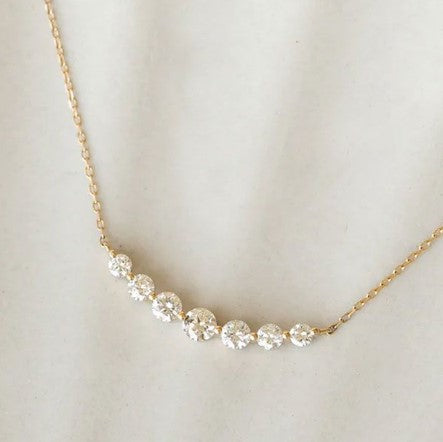 Round Cut White Sapphire Gold Necklace