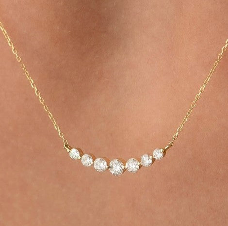 Round Cut White Sapphire Gold Necklace