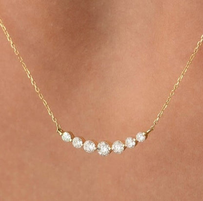Round Cut White Sapphire Gold Necklace