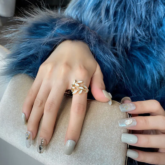 マザーオブパールリーフ合金リング